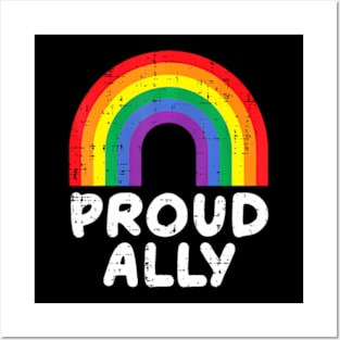 Proud Ally Gay Pride Flag LGBTQ Support Men Women Posters and Art